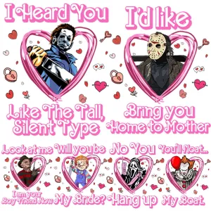 6 Male Valentine Halloween Movies Villains Designs Bundle PNG