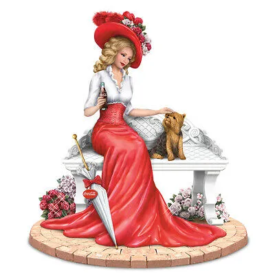 A Delightful Day Coca Cola Lady with Yorkie Dog Figurine Coke Figurine -Hamilton