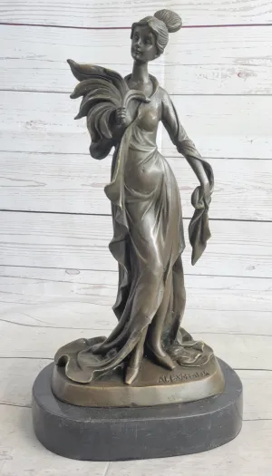 Art Deco Woman Female Figure Bronze Statue Sculpture Original Art 14" x 7"