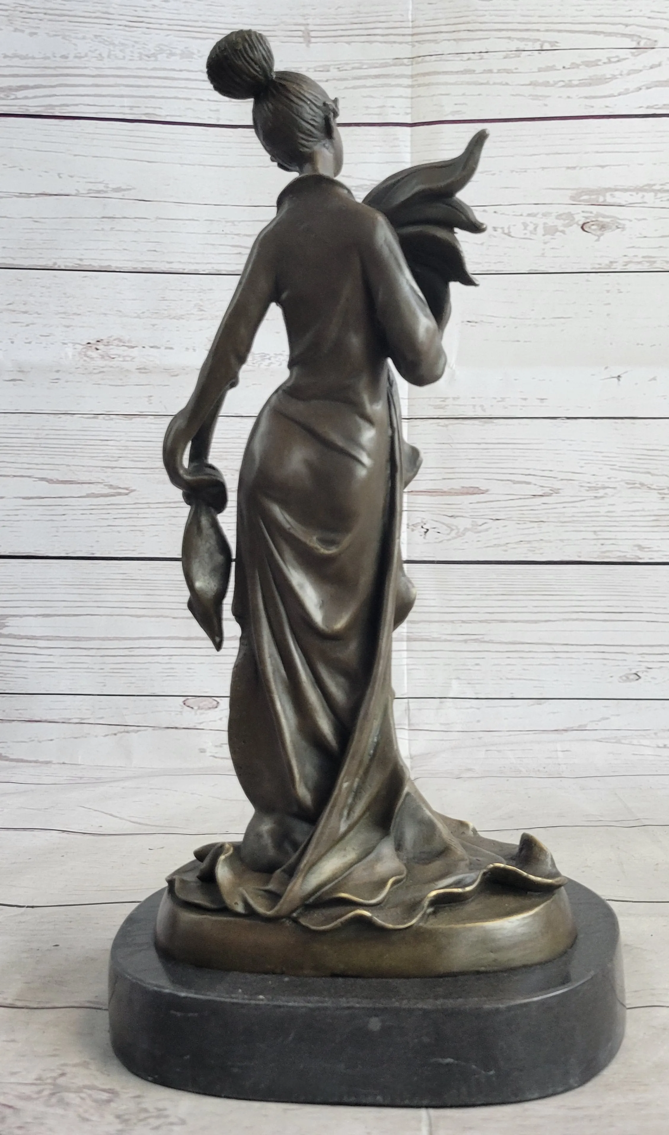 Art Deco Woman Female Figure Bronze Statue Sculpture Original Art 14" x 7"