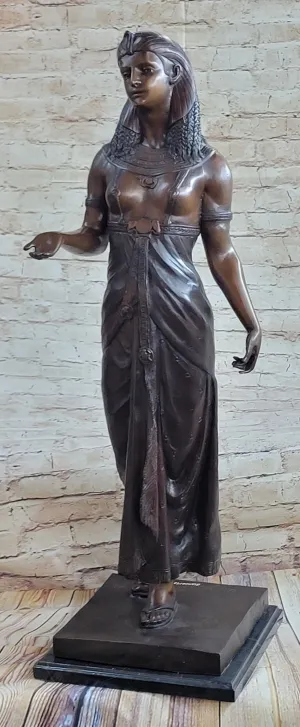 Cleopatra Egyptian Pharaoh Queen Bronze Statue Sculpture Egypt Decor 34" x 11"