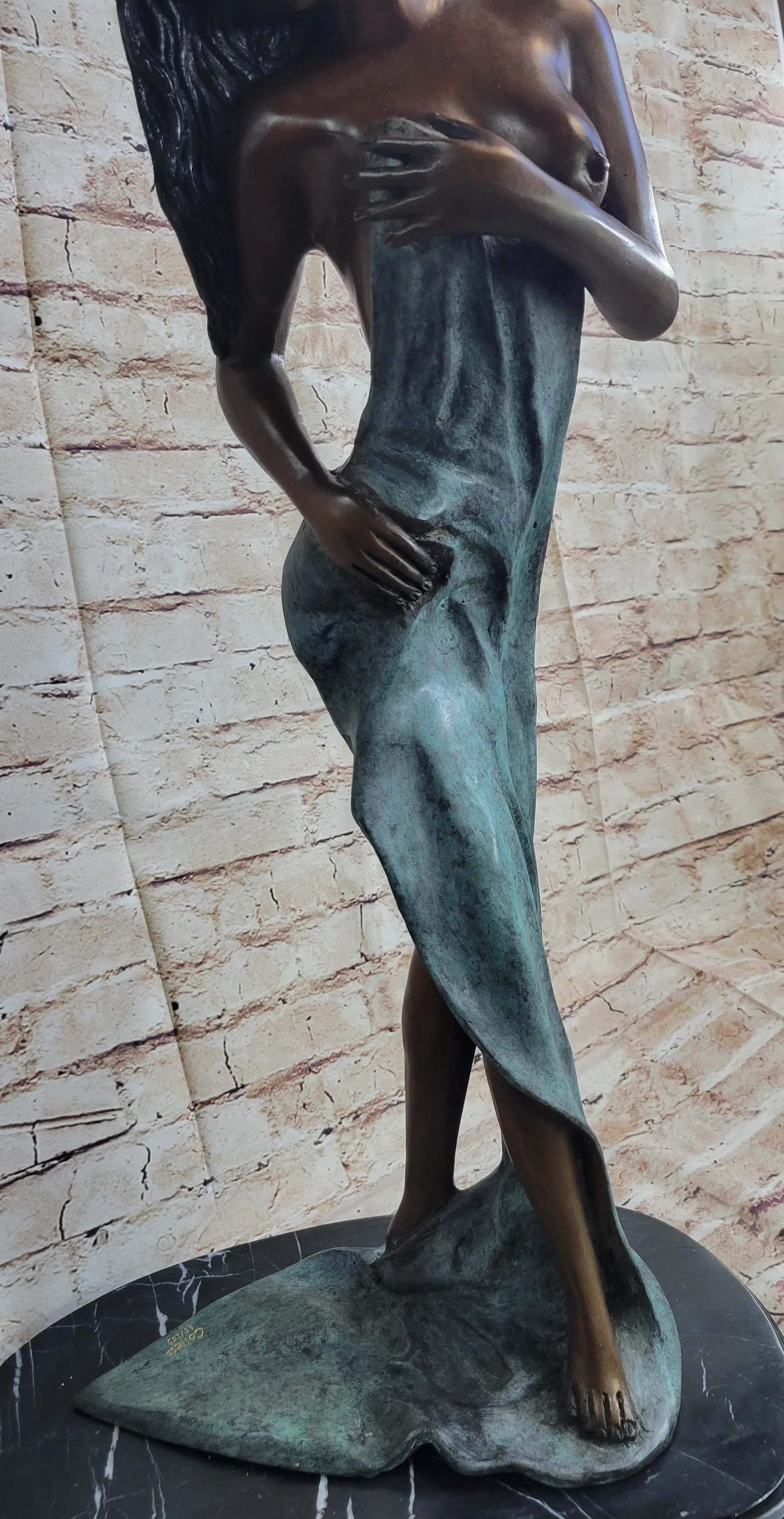 Nude Girl in Towel Signed Original Hot Cast Bronze Statue Sculpture Modern Art 26" x 14"