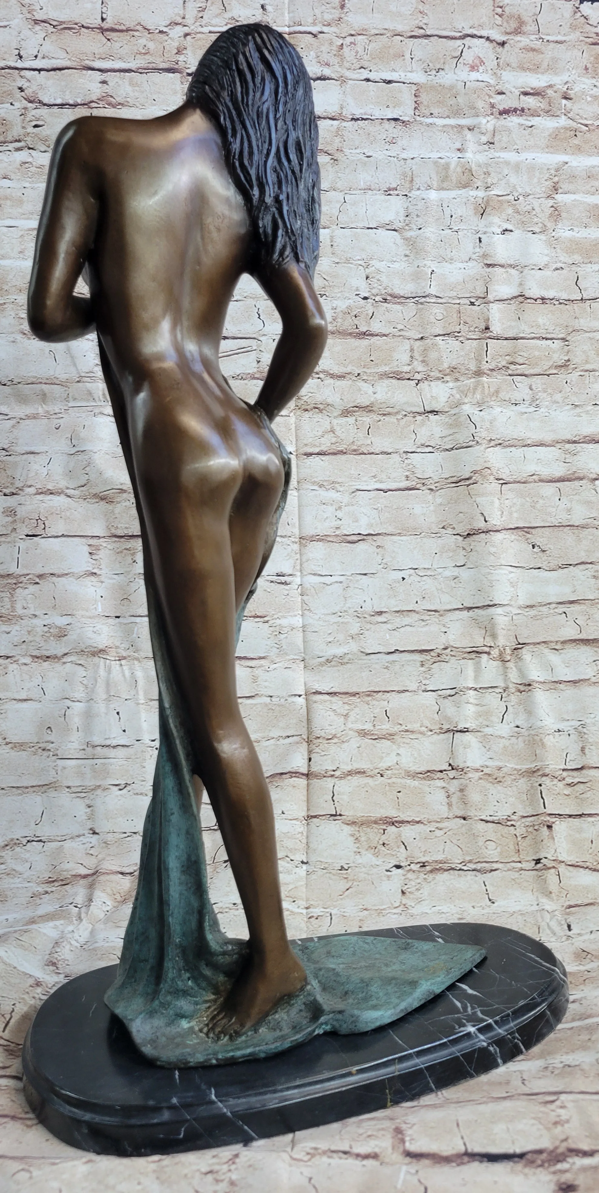 Nude Girl in Towel Signed Original Hot Cast Bronze Statue Sculpture Modern Art 26" x 14"