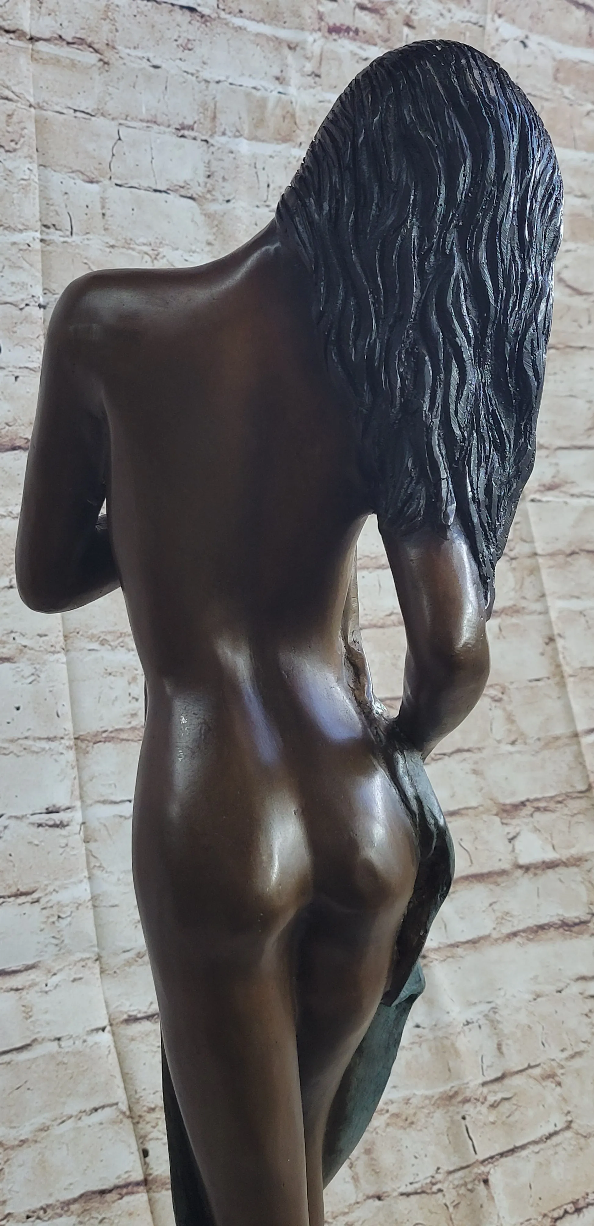 Nude Girl in Towel Signed Original Hot Cast Bronze Statue Sculpture Modern Art 26" x 14"