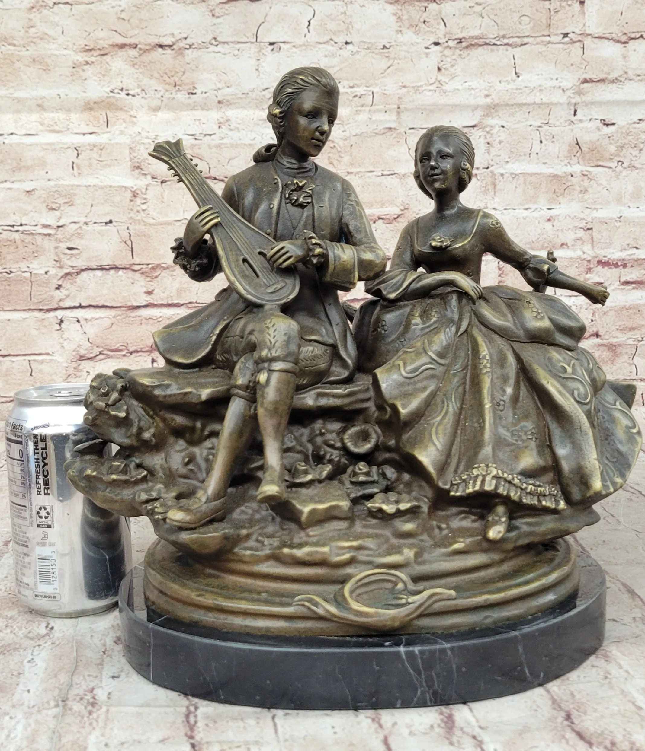 Romantic Serenade: A Baroque Couple in Harmony - European Bronze Sculpture Original Art