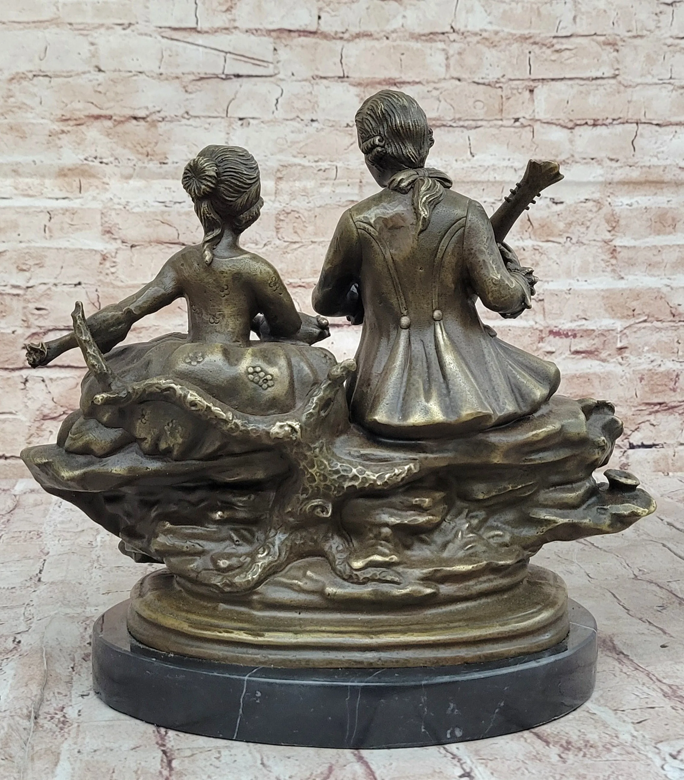 Romantic Serenade: A Baroque Couple in Harmony - European Bronze Sculpture Original Art