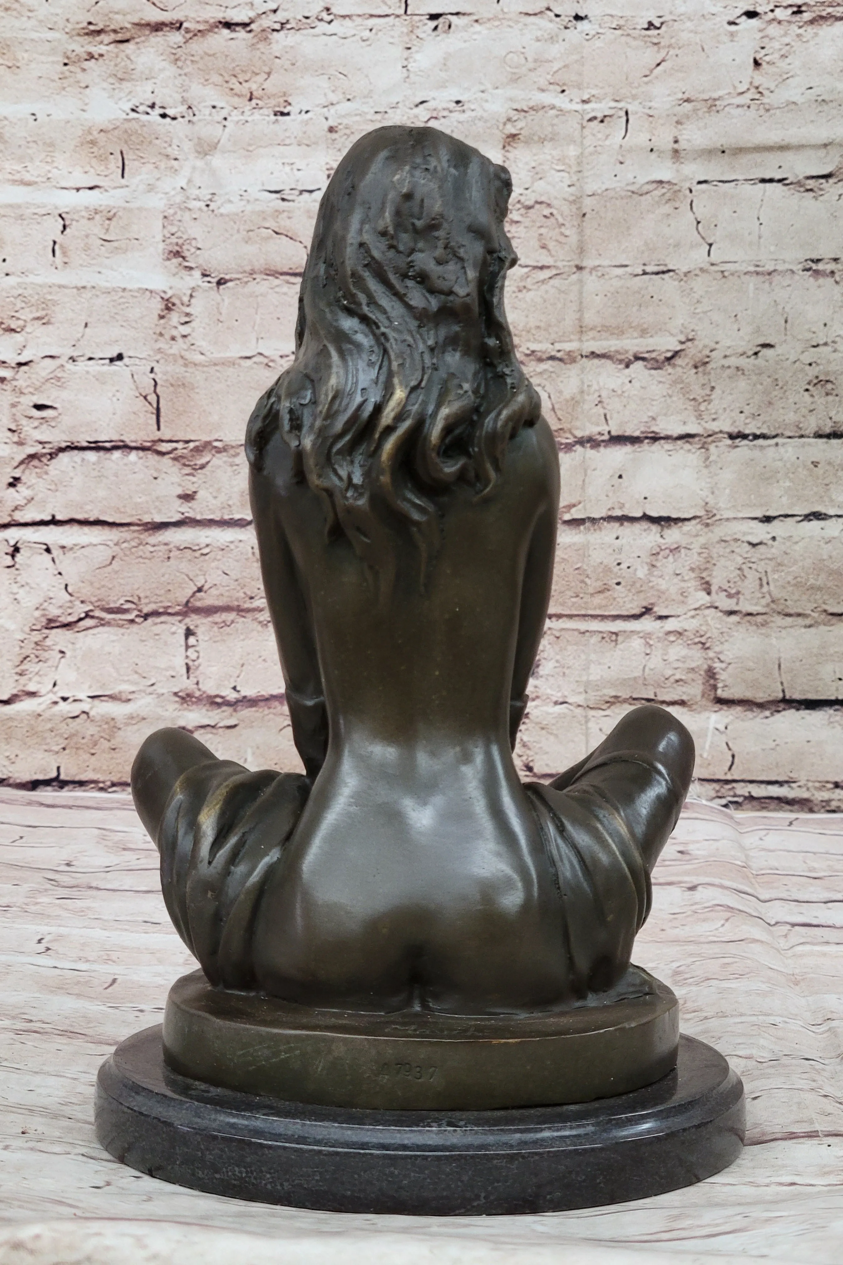 Sexy Nude Female Figure Girl Sitting Cross Legged - Bronze Sculpture Original Art by Mavchi