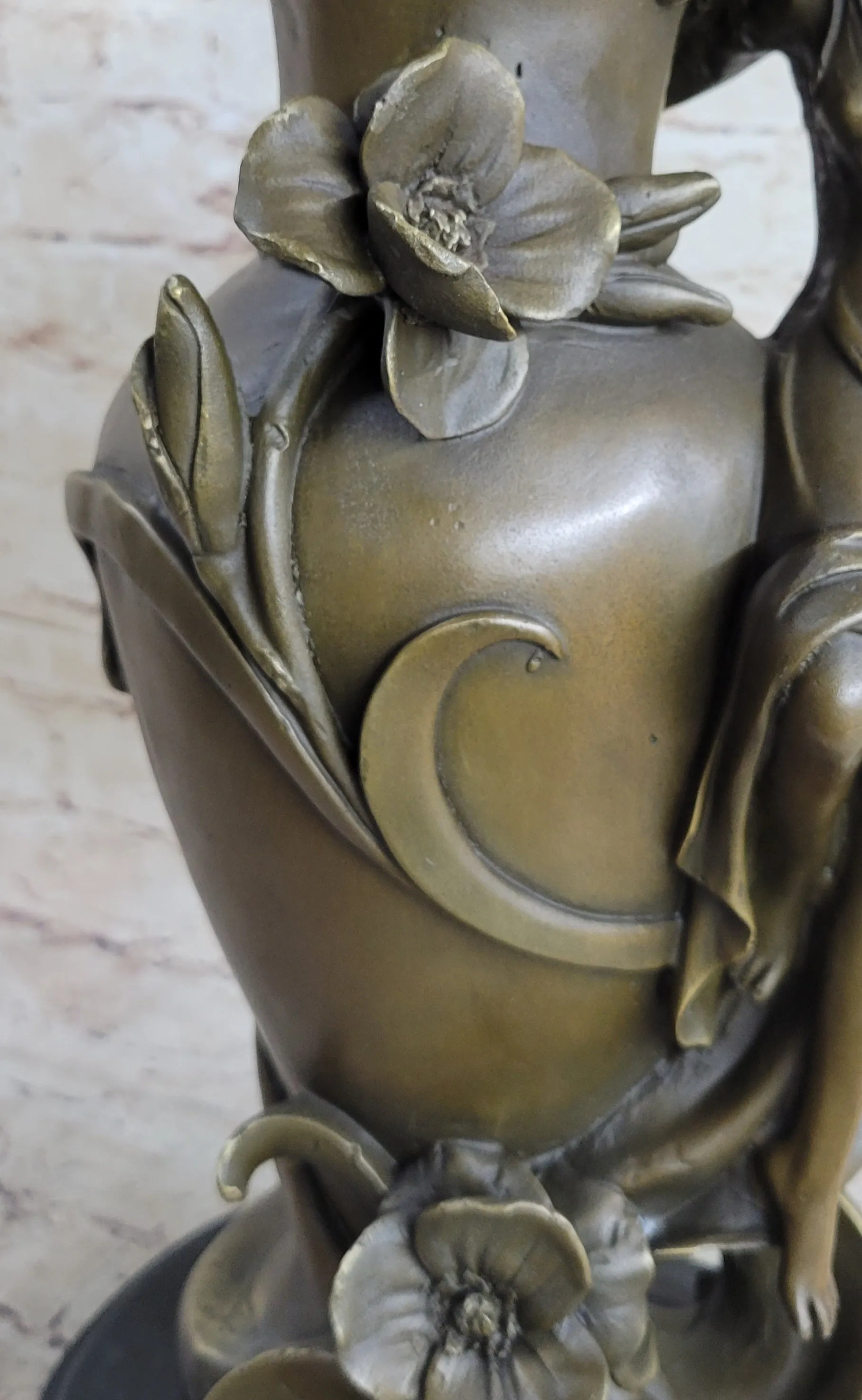 Signed Original Hot Cast Kassin Semi Nude Nymph Floating Bronze Sculpture Statue