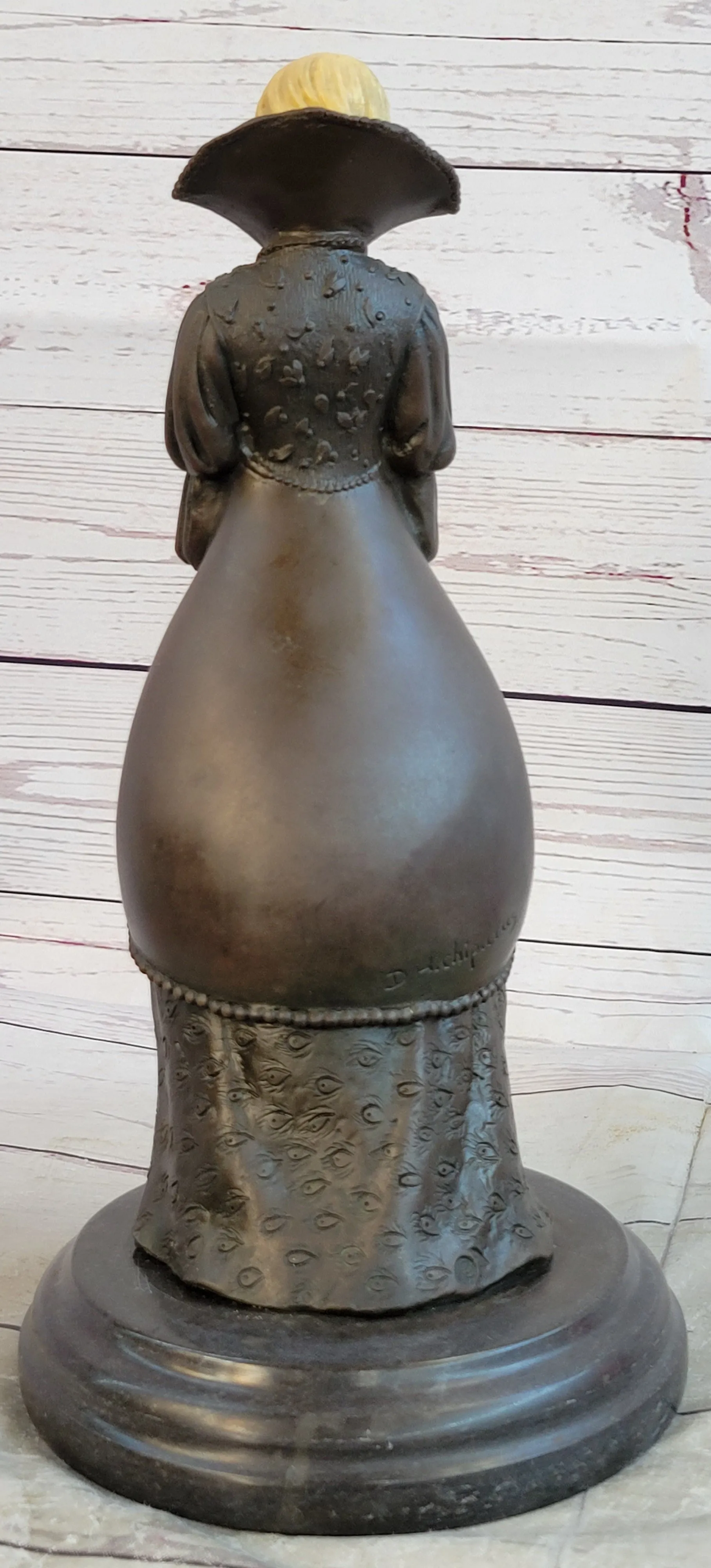 Victorian Era Woman Holding a Book Bronze Sculpture Statue on Marble Base