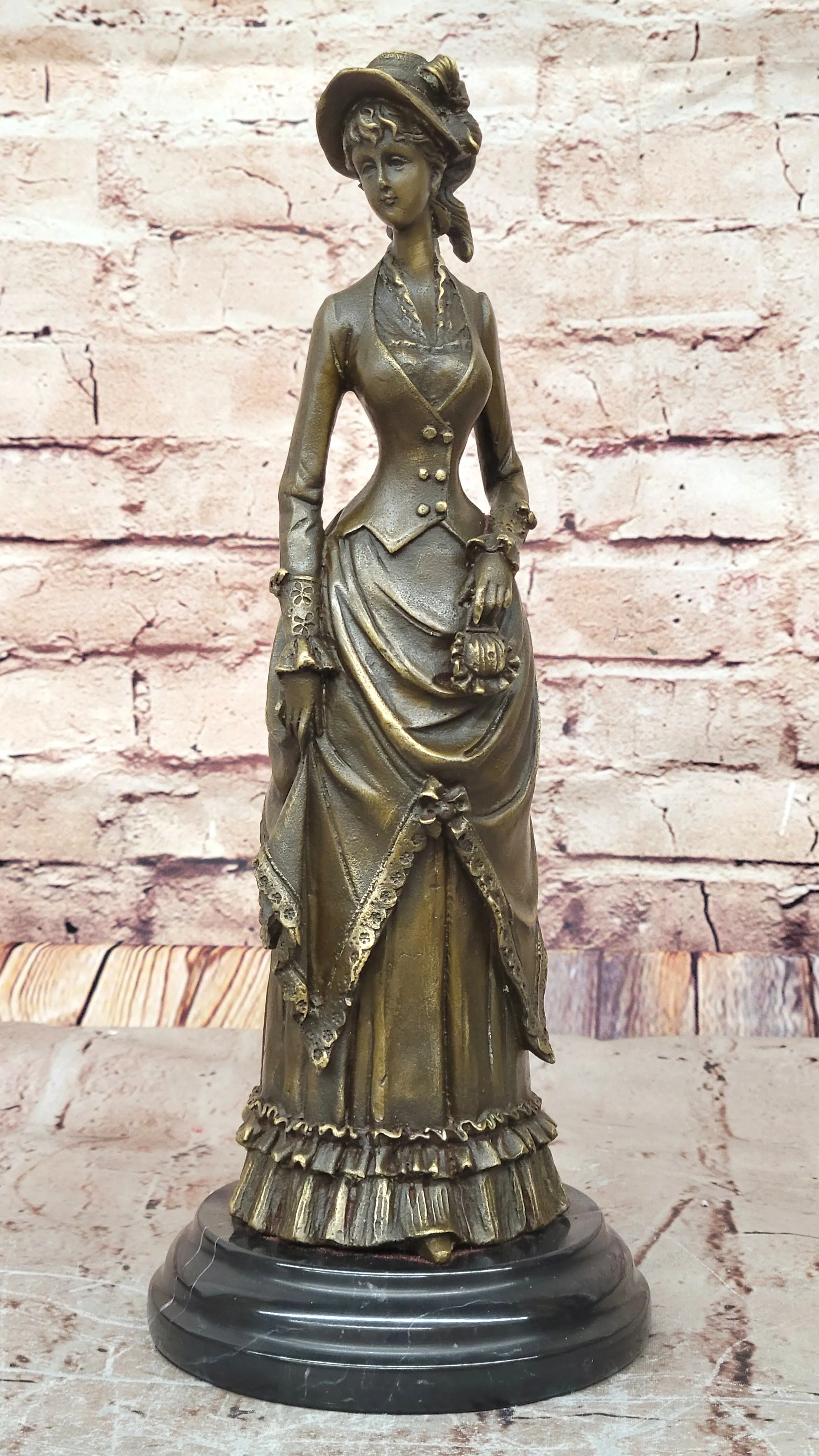 Victorian Lady in Ornate Gown – Refined Bronze Statue for Classic Décor by Vitaleh