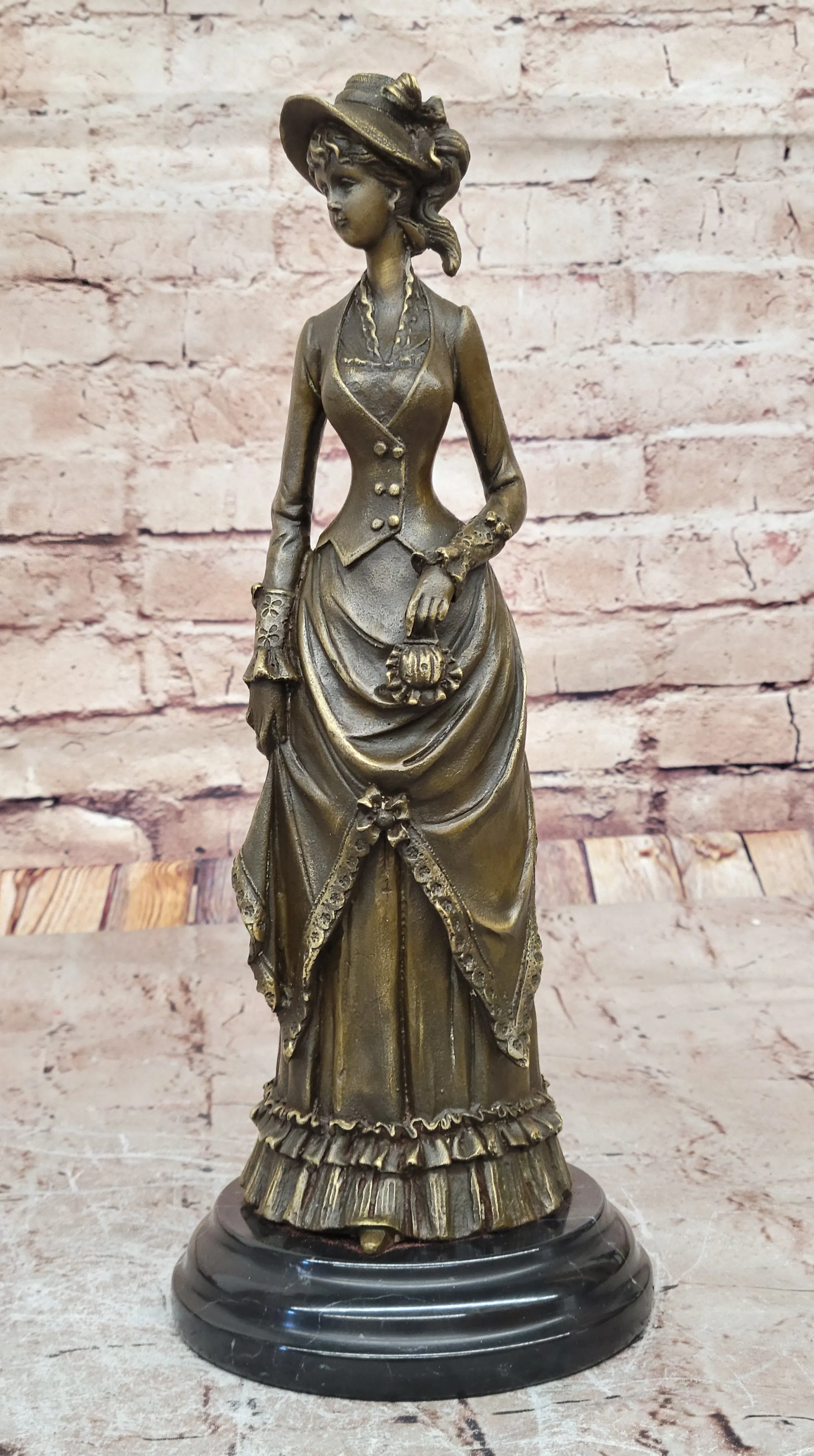 Victorian Lady in Ornate Gown – Refined Bronze Statue for Classic Décor by Vitaleh