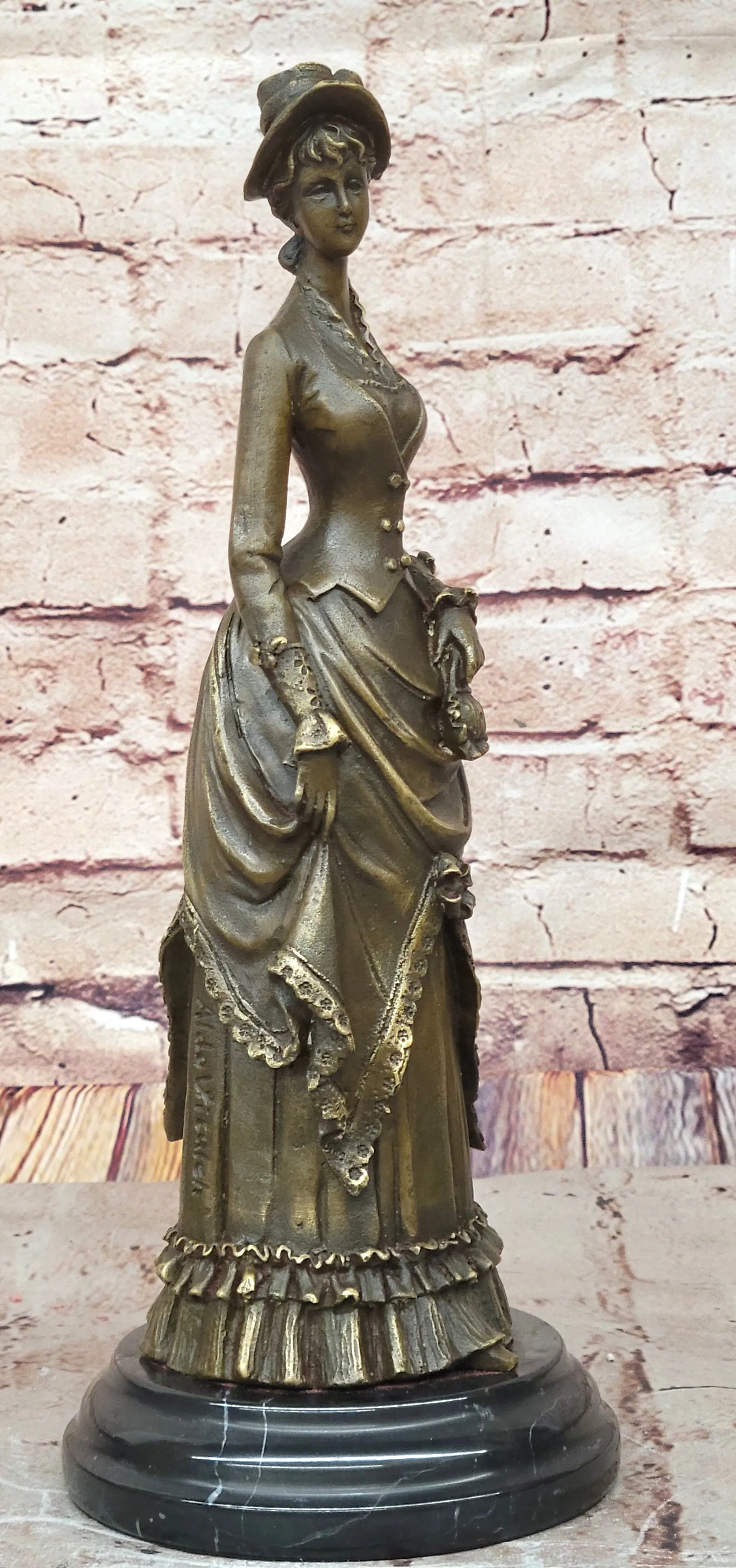 Victorian Lady in Ornate Gown – Refined Bronze Statue for Classic Décor by Vitaleh